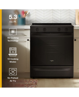 Whirlpool 30-inch Electric Smart Range with Air Cooking Technology and Steam Clean WSES4530TB