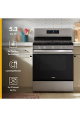 Whirlpool 30-inch Gas Range with Air Cooking Technology and Steam Clean WFGS4530SS