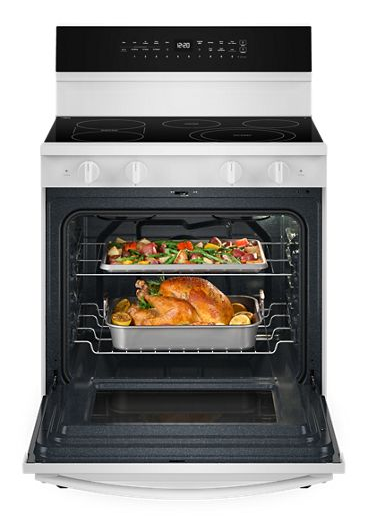 Whirlpool 30-inch Smart Electric Smart Range with Air Cooking Technology, No Preheat Air Fry, High Speed Preheat Oven, WipeClean™ Coating, and Steam/Self Clean WFES7530RW