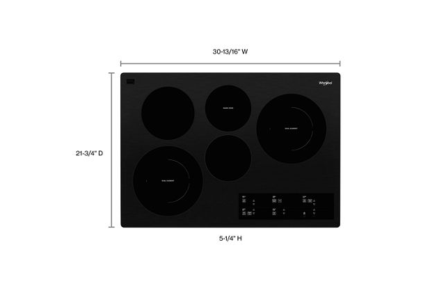 Whirlpool 30-inch Electric Ceramic Glass Cooktop with Two Dual Radiant Elements WCE97US0KB