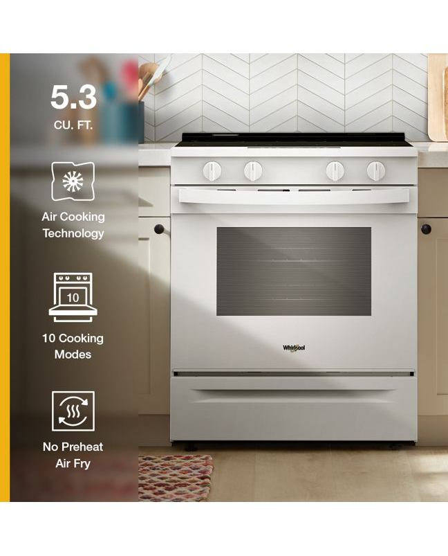 Whirlpool 30-inch Electric Smart Range with Air Cooking Technology and Steam Clean WSES4530TW