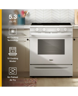 Whirlpool 30-inch Electric Smart Range with Air Cooking Technology and Steam Clean WSES4530TW
