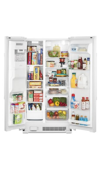 Maytag 36-Inch Wide Side-by-Side Refrigerator with Exterior Ice and Water Dispenser - 25 Cu. Ft. MSS25C4MGW