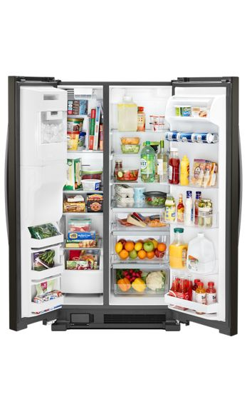 Whirlpool 36-inch Wide Side-by-Side Refrigerator - 25 cu. ft. WRS555SIHV-Black Stainless