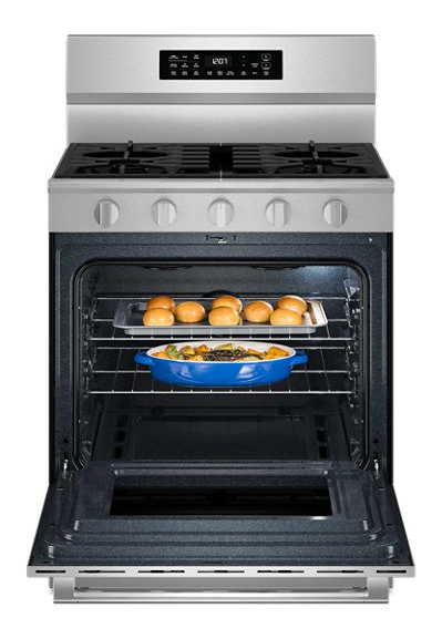 Maytag 30-Inch Wide Freestanding Gas Range with Grill Mode and No Preheat Air Fry - 5.0 Cu. Ft. MFGS7030SZ