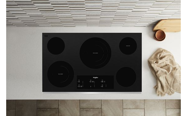 Whirlpool 36-inch Electric Ceramic Glass Cooktop with Triple Radiant Element WCE97US6KS