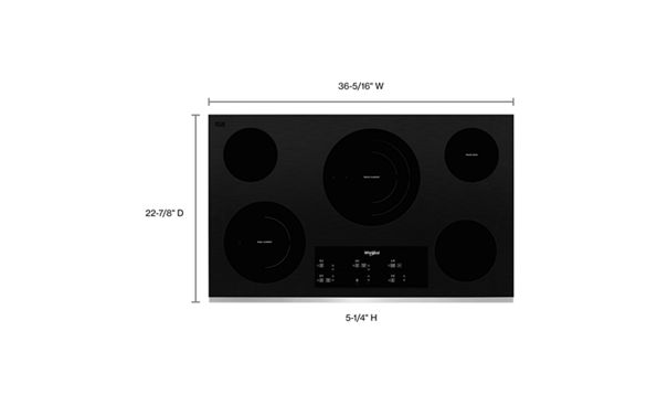 Whirlpool 36-inch Electric Ceramic Glass Cooktop with Triple Radiant Element WCE97US6KS