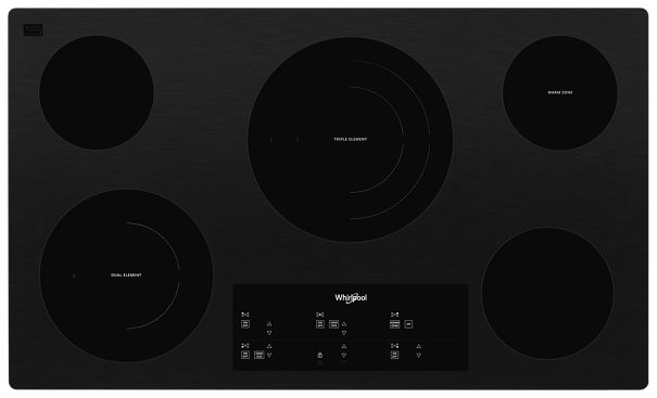 Whirlpool 36-inch Electric Ceramic Glass Cooktop with Triple Radiant Element WCE97US6KB-Black