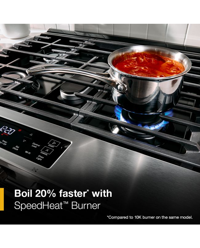 Whirlpool 30-inch Gas Range with No Preheat and Slow Cook Modes WSGS3330TS