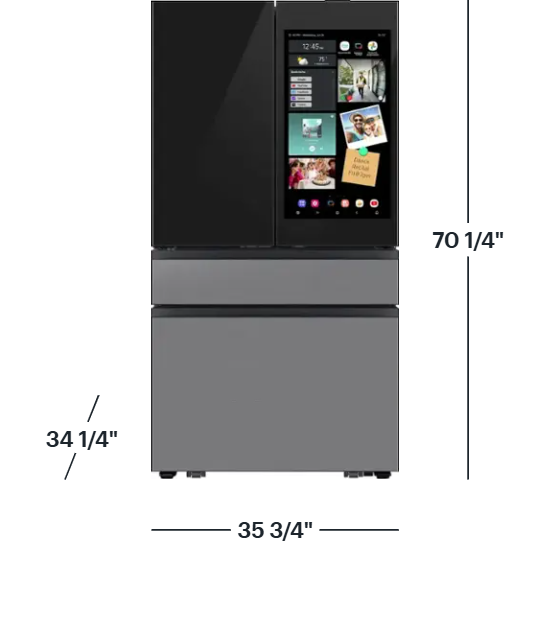 Samsung - Bespoke 29 cu. ft. 4-Door French Door Refrigerator with AI Family Hub+ - Charcoal Glass & Stainless Steel RF90F29AECRAA (S&D)