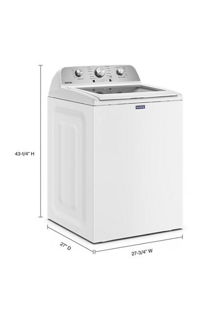 Maytag 4.7 Top Load Washer, With Agitator, Glass Lid MTW5205TW