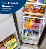 GE® 24 Cu. Ft. Counter-Depth Side-By-Side Refrigerator with LED Light Walls and Extra Tall Dispenser GZS24PYYFS