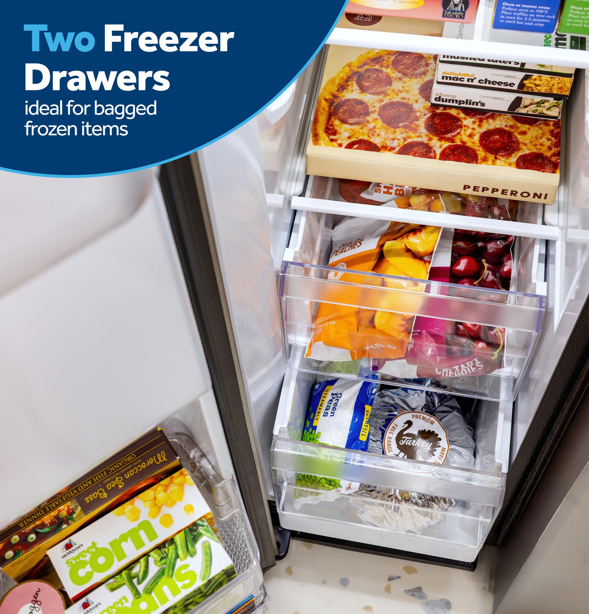 GE® 27.7 Cu. Ft. Side-By-Side Refrigerator with LED Light Walls and Extra Tall Dispenser GSS28PYYFS