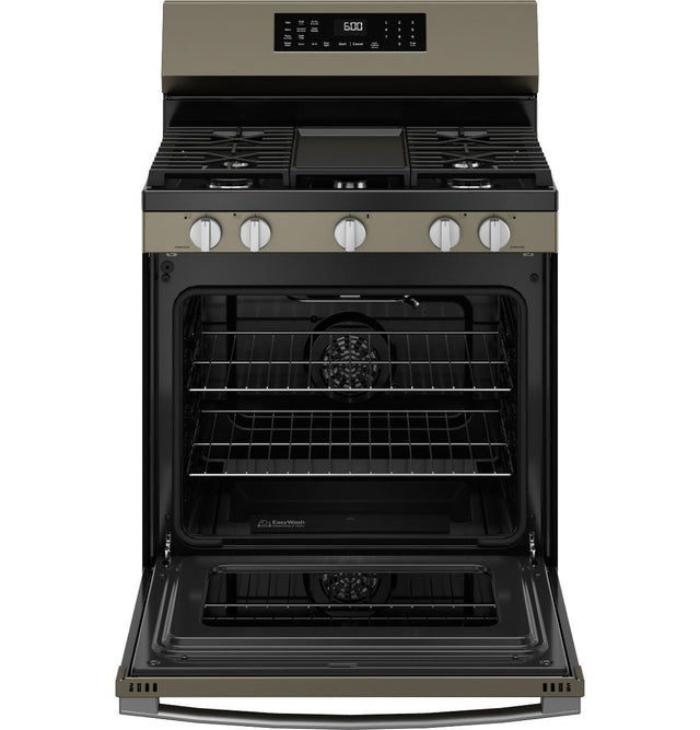 GE® 30" Free-Standing Gas Convection Range with No Preheat Air Fry and EasyWash™ Oven Tray GGF600AVES