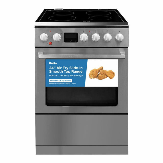 Danby 24-in TruAirFry Smooth top Slide-in Electric Range in Stainless Steel DRCA240BSSC