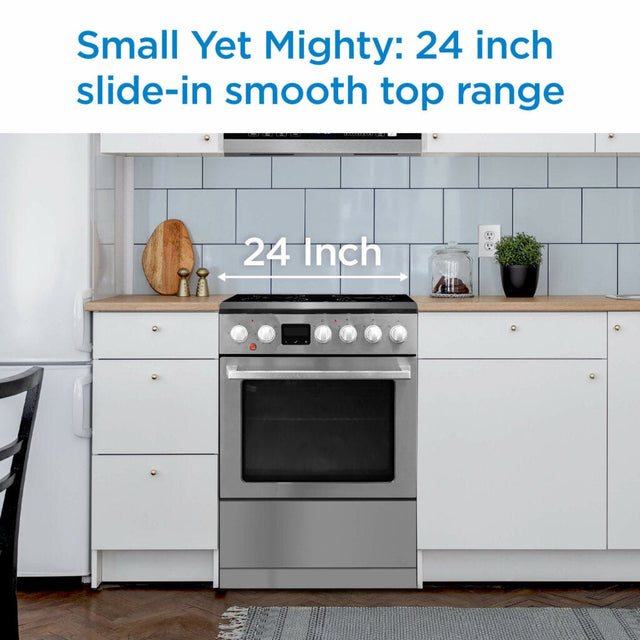 Danby 24-in TruAirFry Smooth top Slide-in Electric Range in Stainless Steel DRCA240BSSC