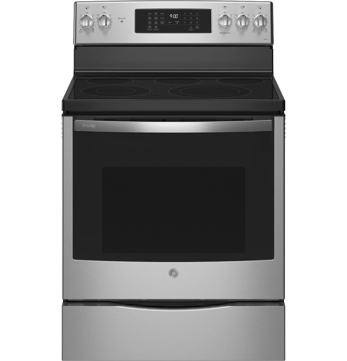 GE Profile 30" Smart Free-Standing Electric Convection Fingerprint Resistant Range with No Preheat Air Fry PB900YVFS