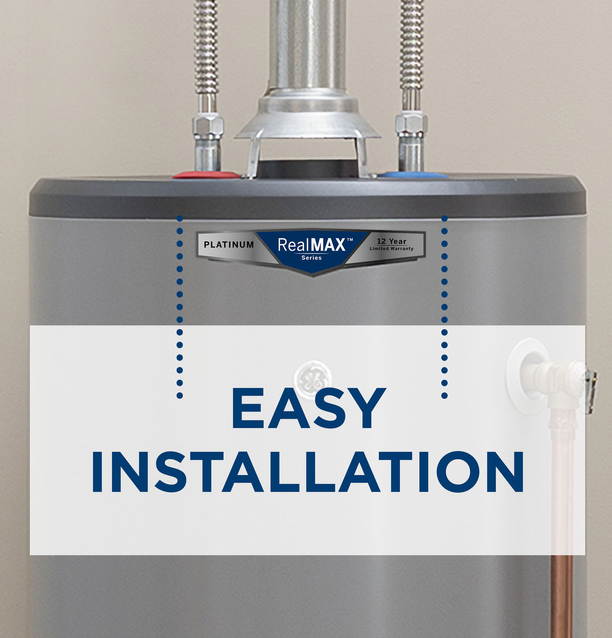 GE RealMAX Choice 50-Gallon Short Natural Gas Atmospheric Water Heater GG50S08BXR