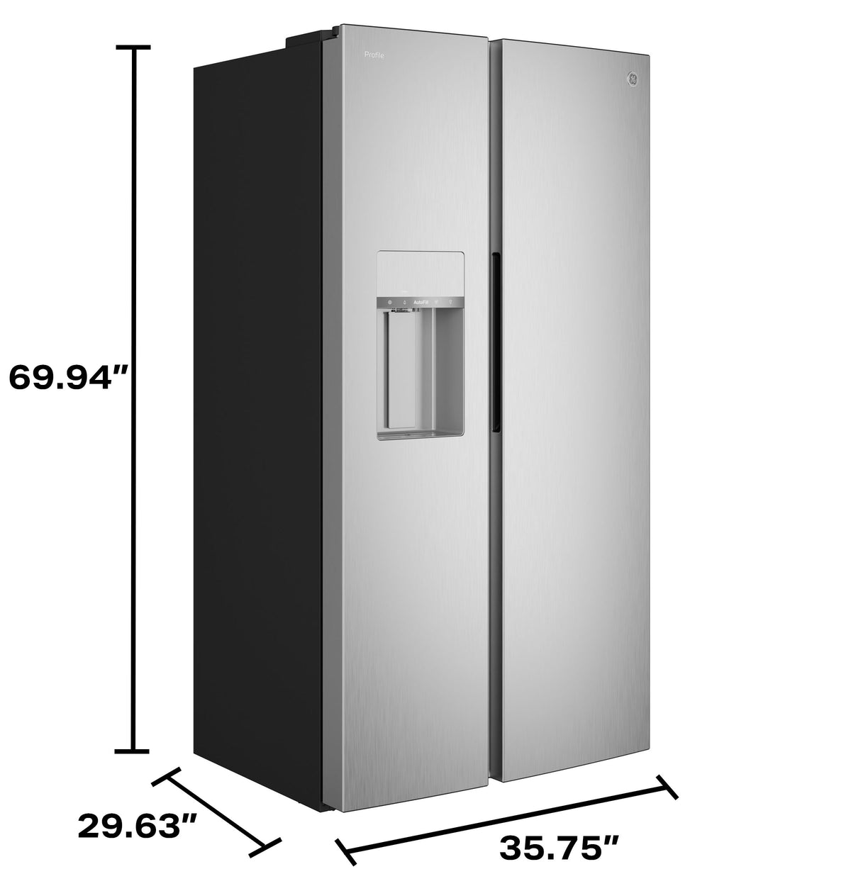 GE Profile™ ENERGY STAR® 23.5 Cu. Ft. Counter-Depth Side-By-Side Refrigerator with Hands-Free AutoFill and CustomSize™ Ice PZE24QYYFS