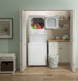 GE Unitized Spacemaker 3.8 cu. ft. Capacity Washer with Stainless Steel Basket and 5.9 cu. ft. Capacity Long Vent Electric Dryer GUV27ESSMWW