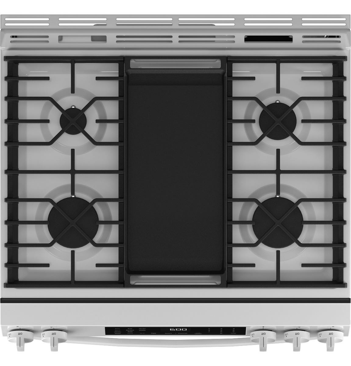 GE® 30" Slide-In Front-Control Convection Gas Range with No Preheat Air Fry and EasyWash™ Oven Tray GGS600AVWW