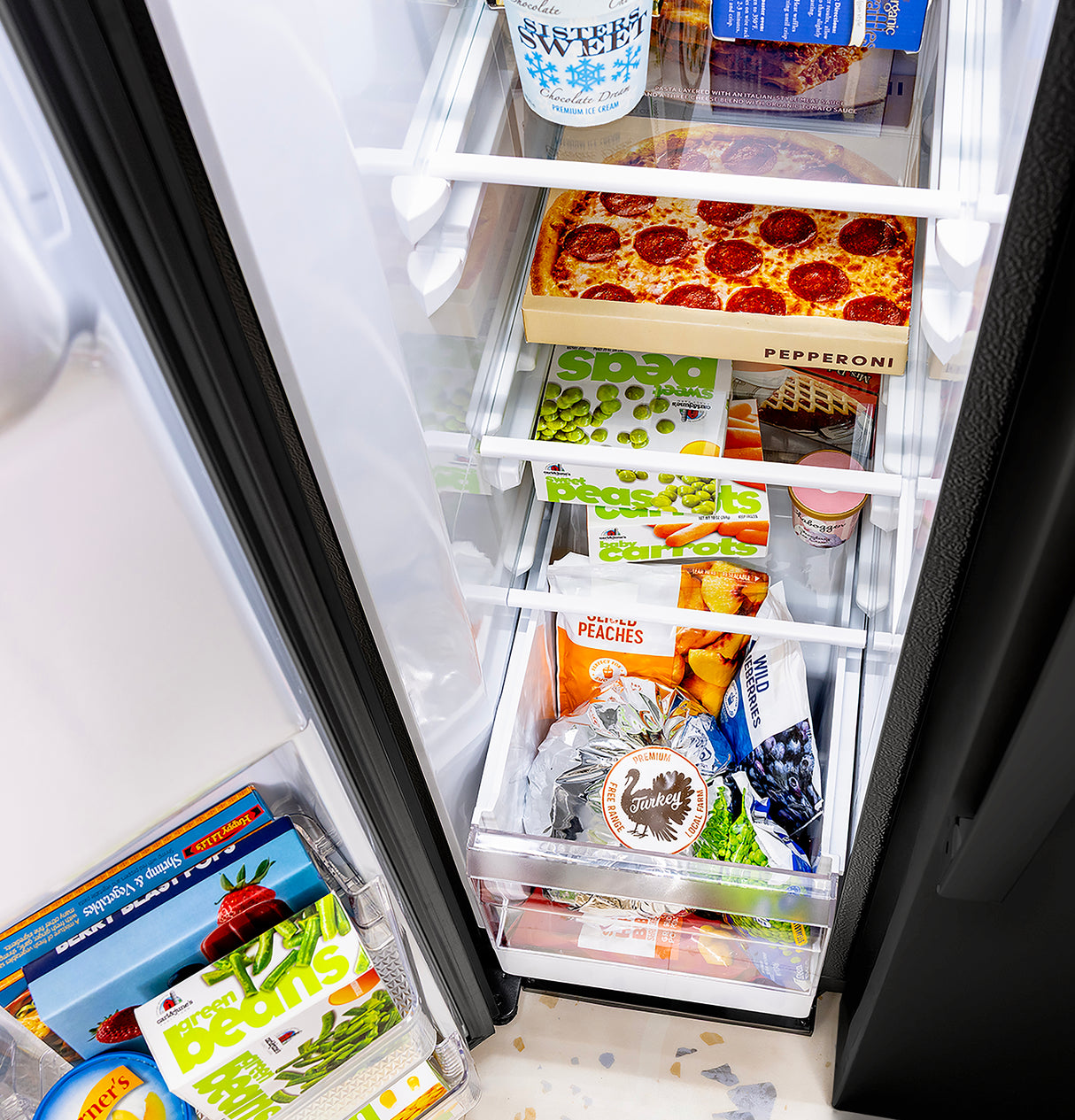GE® 27.9 Cu. Ft. Side-By-Side Refrigerator with Extra Tall Dispenser and In-Door Icemaker GSS28NGYBB