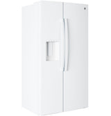 GE 23.6 Cu. Ft. Counter-Depth Side-By-Side Refrigerator with Extra Tall Dispenser and In-Door Icemaker GZS24NGYWW