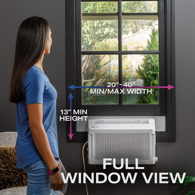 GE Profile ClearView™ 8,300 BTU Smart Ultra Quiet Window Air Conditioner for Medium Rooms up to 350 sq. ft. AHTT08BC