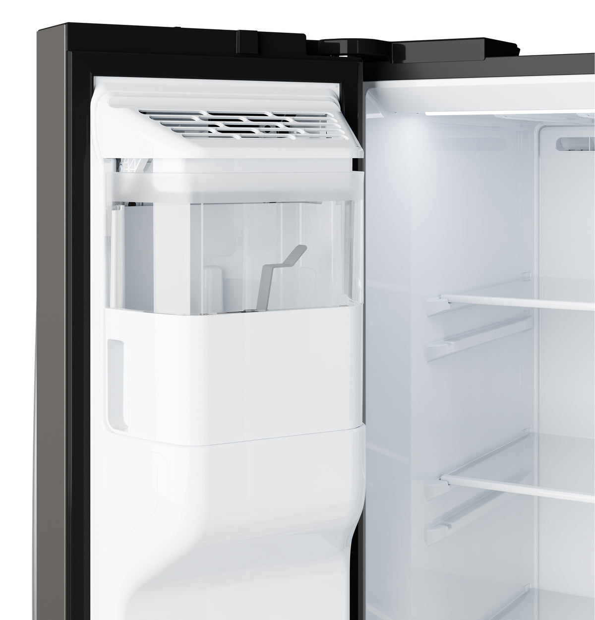 GE 23.6 Cu. Ft. Counter-Depth Side-By-Side Refrigerator with Extra Tall Dispenser and In-Door Icemaker GZS24NMYES
