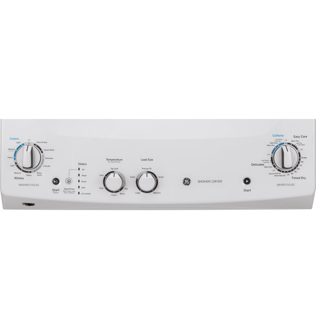 GE Unitized Spacemaker 3.8 cu. ft. Capacity Washer with Stainless Steel Basket and 5.9 cu. ft. Capacity Long Vent Electric Dryer GUV27ESSMWW