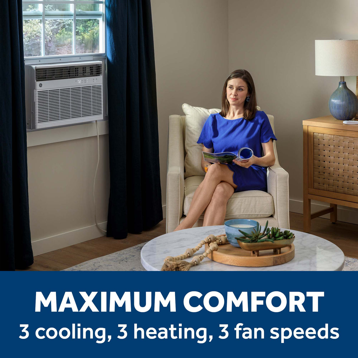 GE® 18,000 BTU Smart Heat/Cool Electronic Window Air Conditioner for Extra-Large Rooms up to 1000 sq. ft. AWGH18WWF