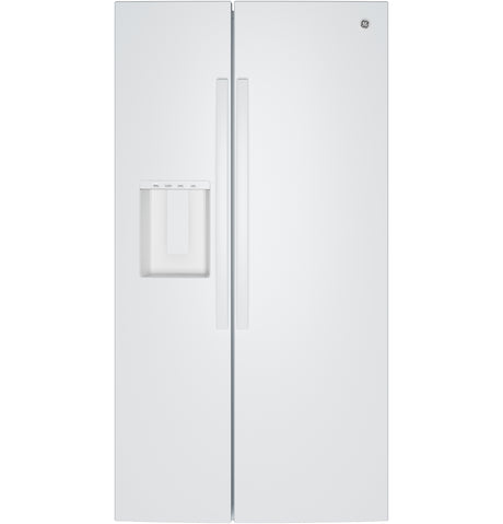 GE® 27.9 Cu. Ft. Side-By-Side Refrigerator with Extra Tall Dispenser and In-Door Icemaker GSS28NGYWW