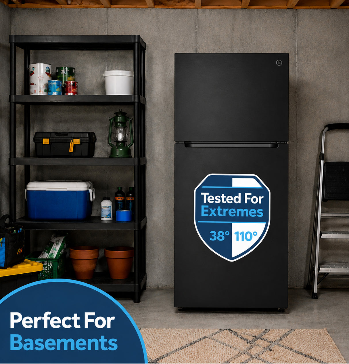 GE® 21 Cu. Ft. Garage Ready Top-Freezer Refrigerator GPS21KGZBB