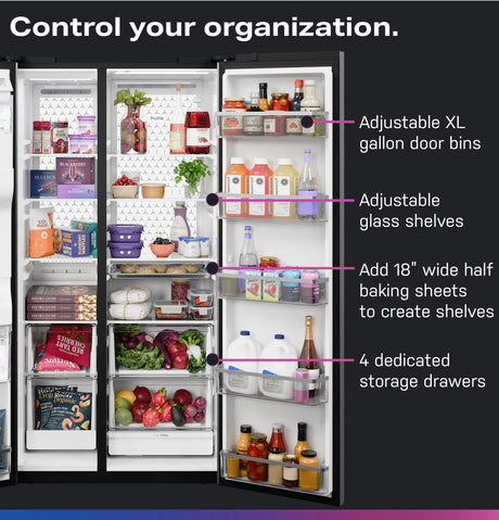 GE Profile™ ENERGY STAR® 23.5 Cu. Ft. Counter-Depth Side-By-Side Refrigerator with Hands-Free AutoFill and CustomSize™ Ice PZE24QYYFS
