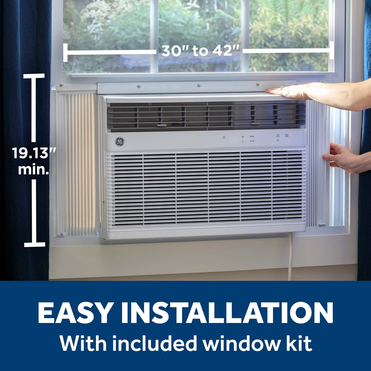 GE® 18,000 BTU Smart Heat/Cool Electronic Window Air Conditioner for Extra-Large Rooms up to 1000 sq. ft. AWGH18WWF
