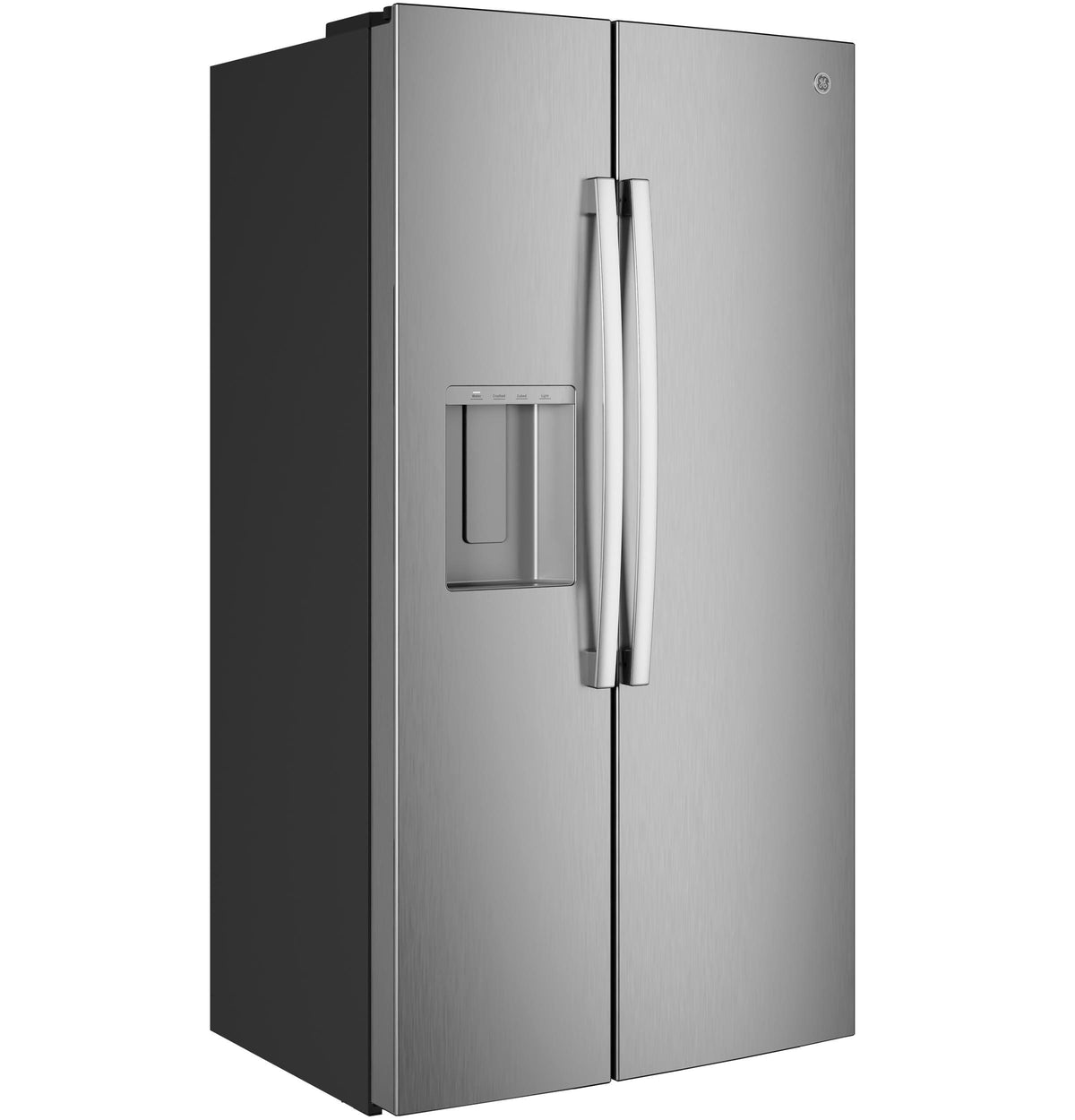 GE 23.6 Cu. Ft. Counter-Depth Side-By-Side Refrigerator with Extra Tall Dispenser and In-Door Icemaker GZS24NYYFS