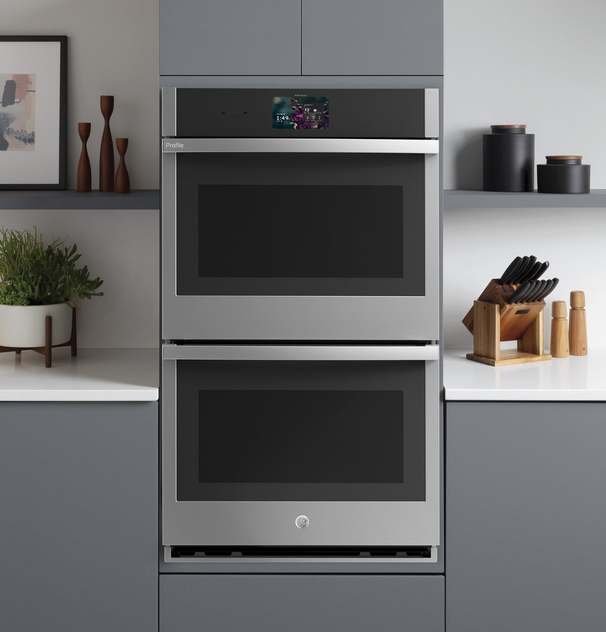 GE Profile™ 30" Smart Built-In Convection Double Wall Oven with No Preheat Air Fry and Precision Cooking PTD7000SZSS