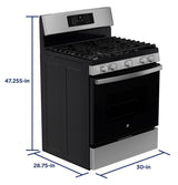GE 30" Free-Standing Gas Convection Range with No Preheat Air Fry JGB670SZSS