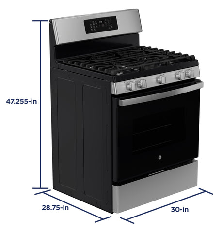 GE 30" Free-Standing Gas Convection Range with No Preheat Air Fry JGB670SZSS
