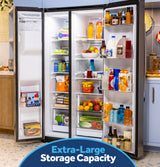 GE 23.6 Cu. Ft. Counter-Depth Side-By-Side Refrigerator with Extra Tall Dispenser and In-Door Icemaker GZS24NYYFS