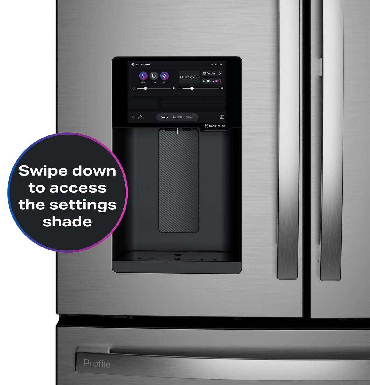 GE Profile™ ENERGY STAR® 22.4 Cu. Ft. Smart Counter-Depth 4-Door French-Door Refrigerator with Kitchen Assistant™ PXD22HYYFS