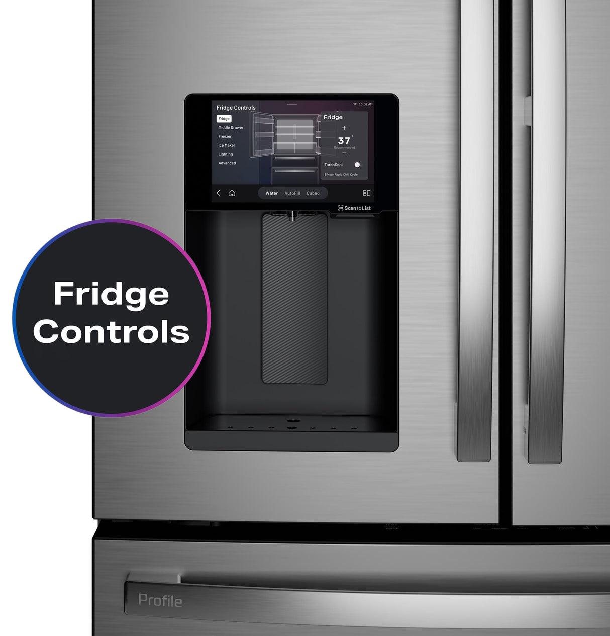 GE Profile™ ENERGY STAR® 22.4 Cu. Ft. Smart Counter-Depth 4-Door French-Door Refrigerator with Kitchen Assistant™ PXD22HYYFS