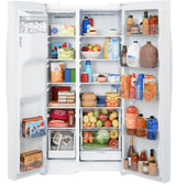 GE 23.6 Cu. Ft. Counter-Depth Side-By-Side Refrigerator with Extra Tall Dispenser and In-Door Icemaker GZS24NGYWW