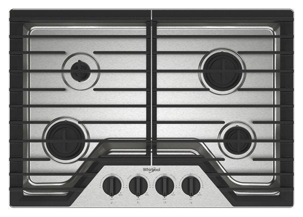 Whirlpool 30-inch Gas Cooktop with SpeedHeat™ Burners WCGK3030PS