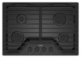 Whirlpool 30-inch Gas Cooktop with EZ-2-Lift™ Hinged Cast-Iron Grates WCGK5030PB