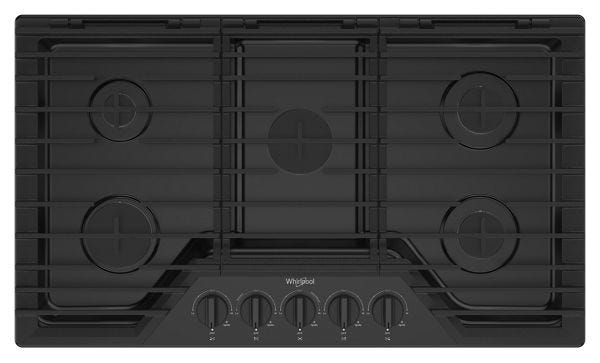 Whirlpool 36-inch Gas Cooktop with EZ-2-Lift™ Hinged Cast-Iron Grates WCGK5036PB