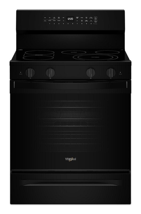 Whirlpool 30-inch Smart Electric Smart Range with Air Cooking Technology, No Preheat Air Fry, High Speed Preheat Oven, WipeClean™ Coating, and Steam/Self Clean WFES7530RB