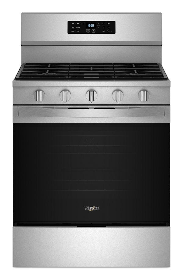 Whirlpool 30-inch Gas Range with Air Cooking Technology, No Preheat Air Fry and Air Baking and Self Clean WFGS5030RS