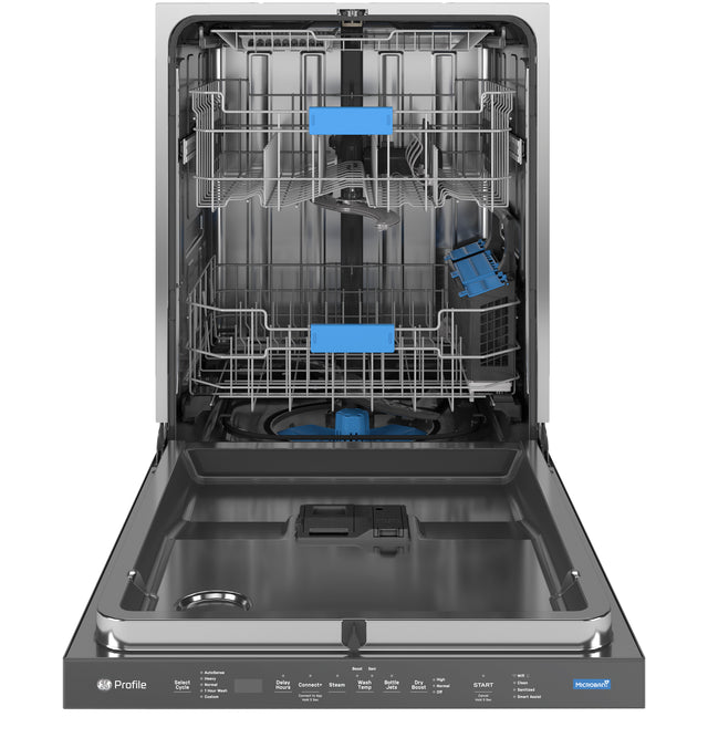 GE Profile Fingerprint Resistant Top Control with Stainless Steel Interior Dishwasher with Microban Antimicrobial Protection with Sanitize Cycle PDP715SYVFS