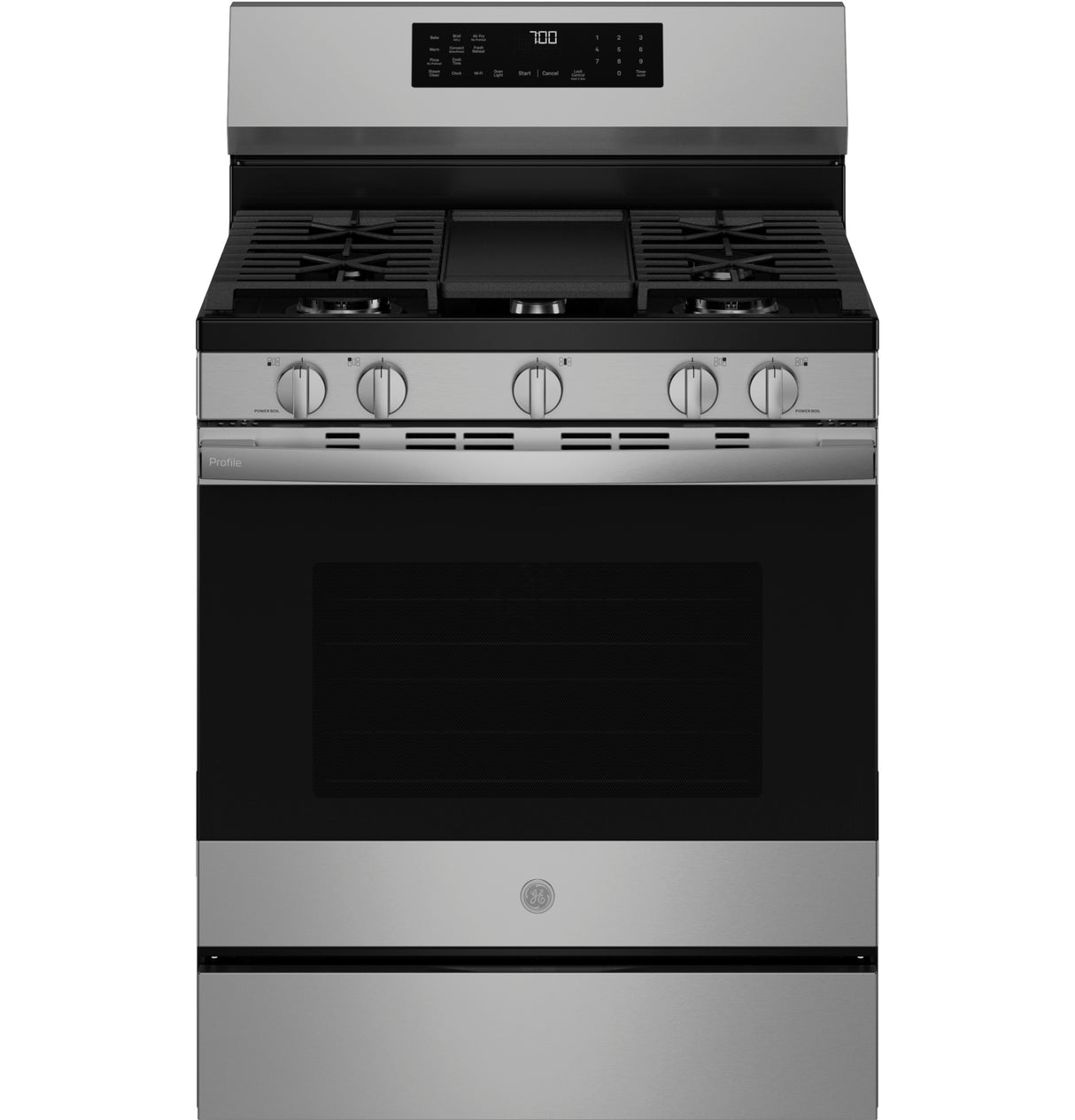 GE Profile™ 30” Smart Free-Standing Gas Convection Range with No Preheat Air Fry and EasyWash™ Oven Tray PGF700AYFS